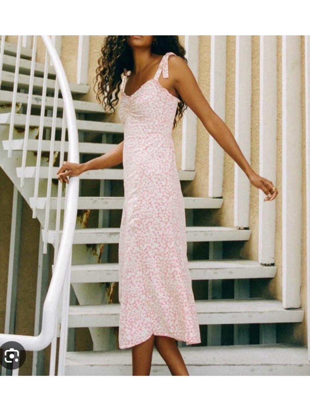 Billabong Pink ditsy Floral Tie-Shoulder Maxi Dress